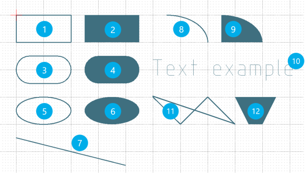 DXF-Formen und Text