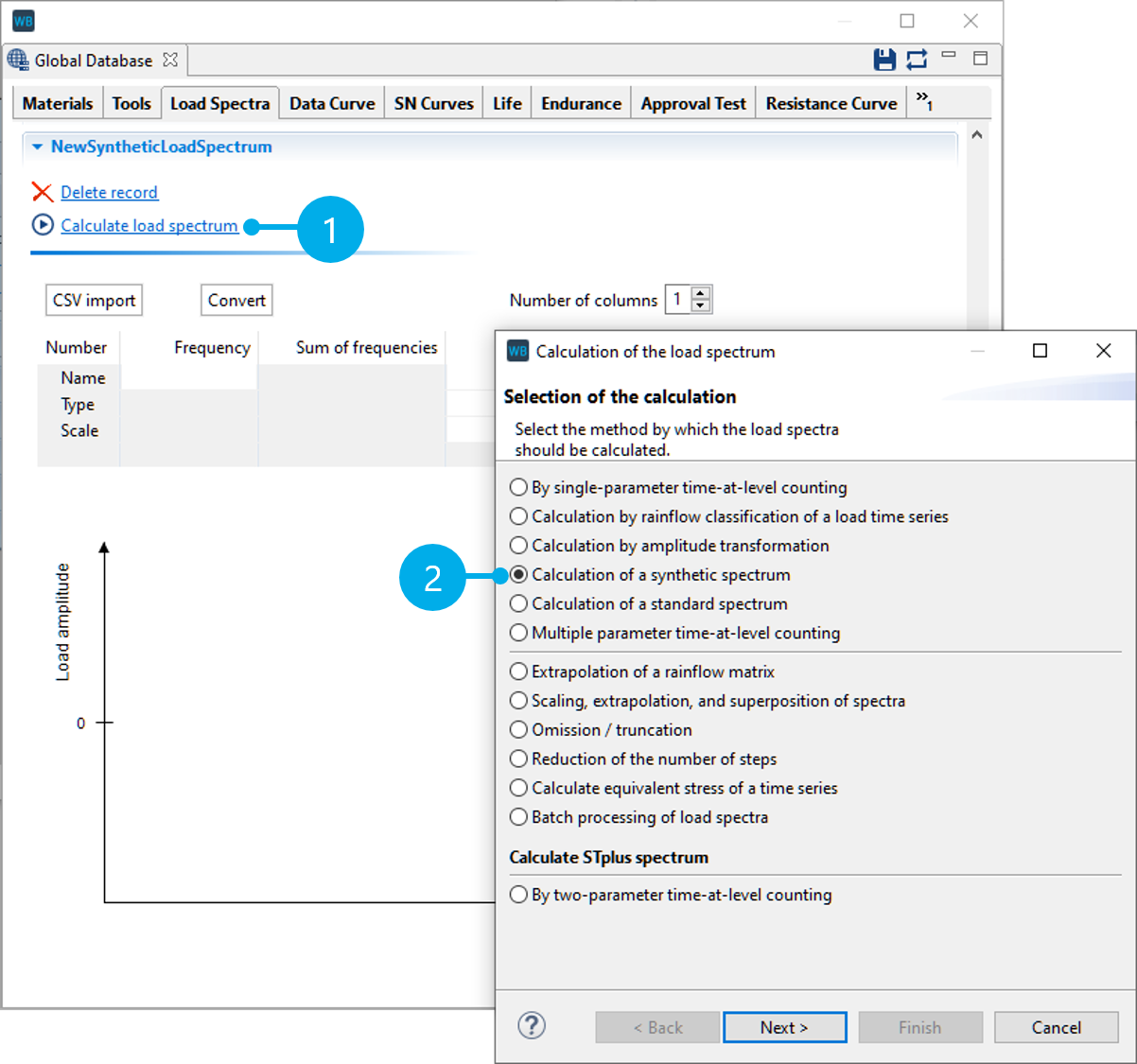 Start the load spectrum calculation